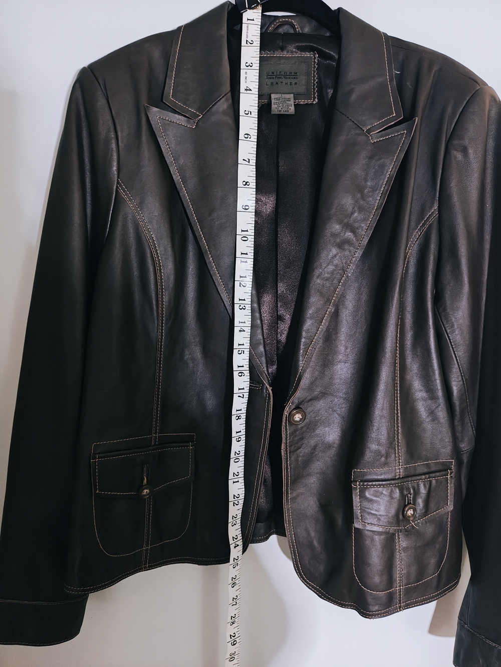 Vintage John paul Richard Genuine Leather Women's Blazer Jacket Deep Brown - Picture 8 of 10
